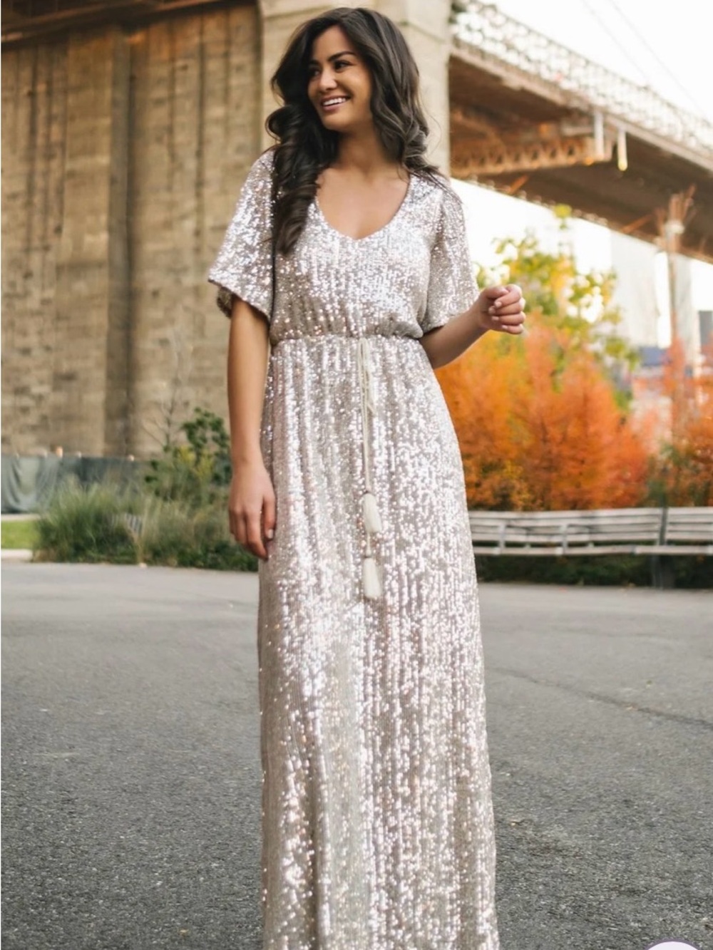 Celia Silver Sequin Maxi Dress